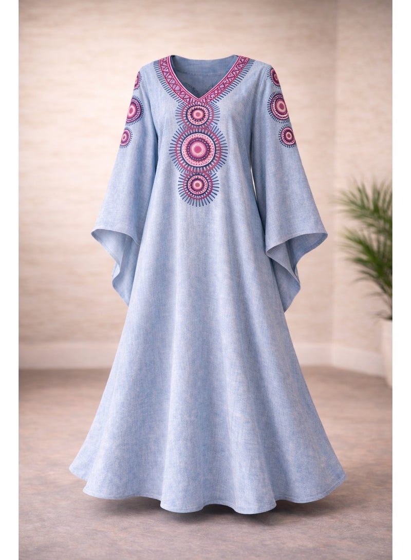 UD Mother & Daughter Embroidered Kuwaiti Ramadan Jalabiya – Elegant Traditional Design, Wide Sleeves & Comfortable Fit size 2XS - Image 3